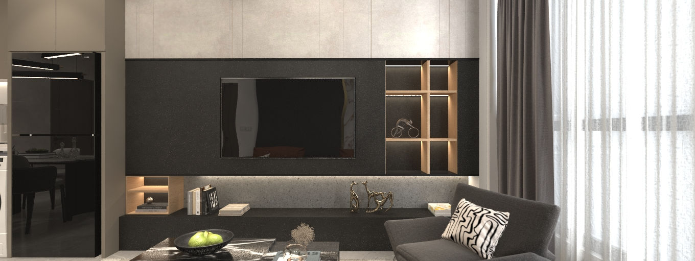 Pristine condominium bedroom with study desk and natural lighting